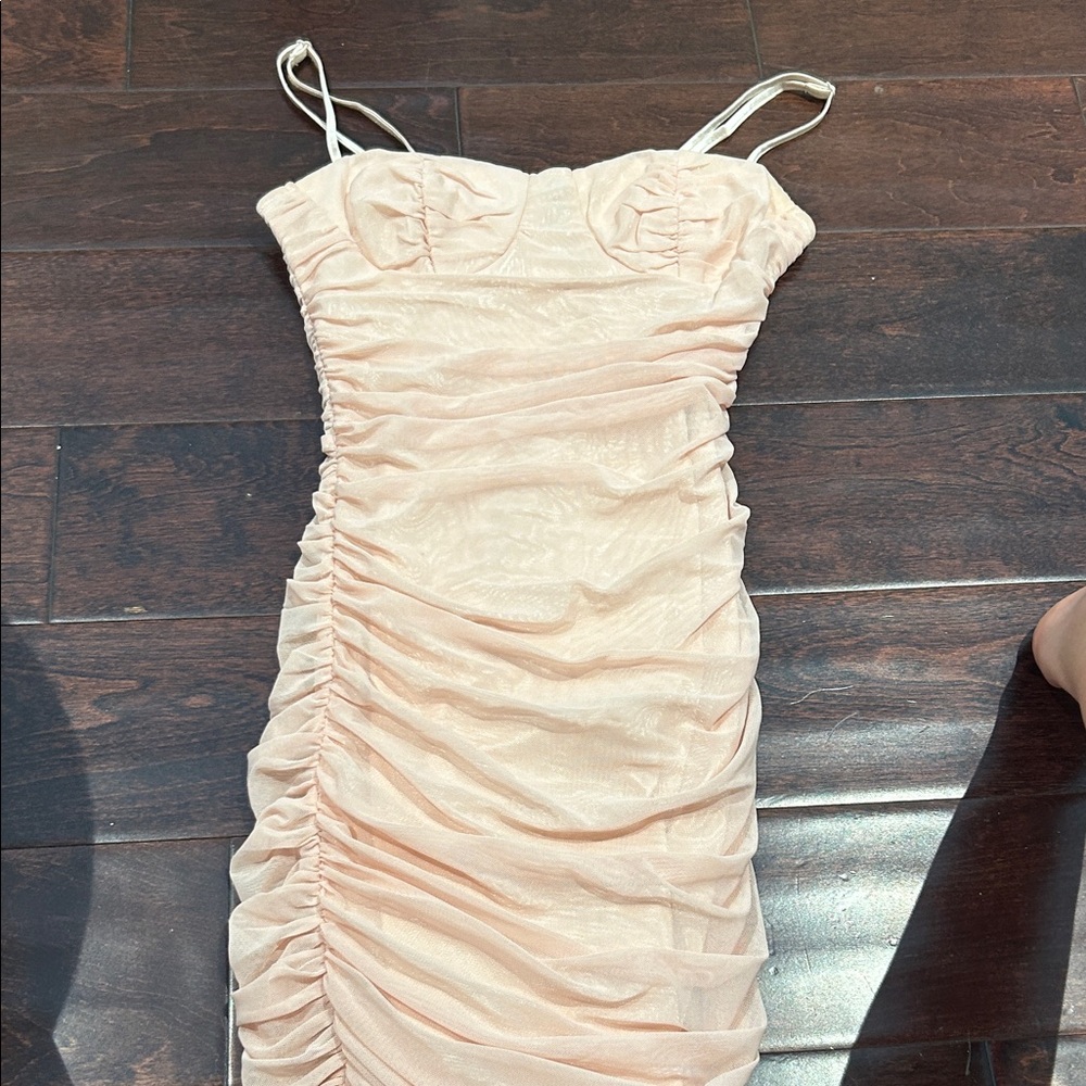 Superdown Cream Ruched Mini Dress